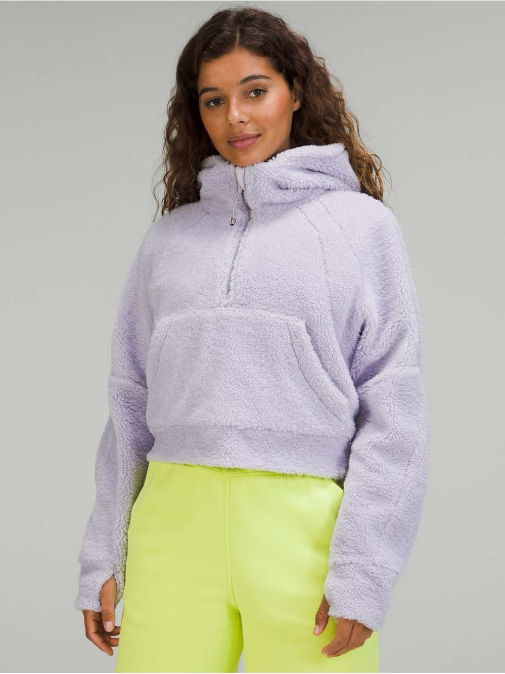 Lululemon Scuba Oversized Half Zip Fleece Hoodie Sherpa M/L Lavender